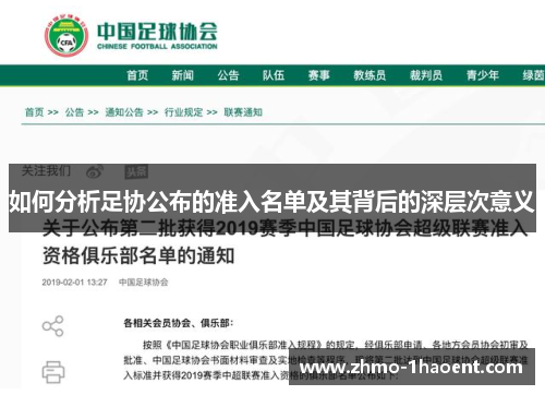 如何分析足协公布的准入名单及其背后的深层次意义